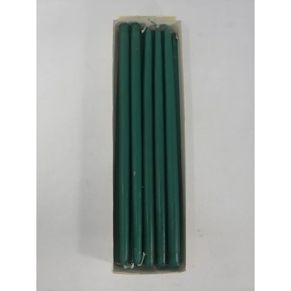 Vtg Hallmark Green Hostess Taper Candles Dark Green New Old Stock 1970s QTY: 11